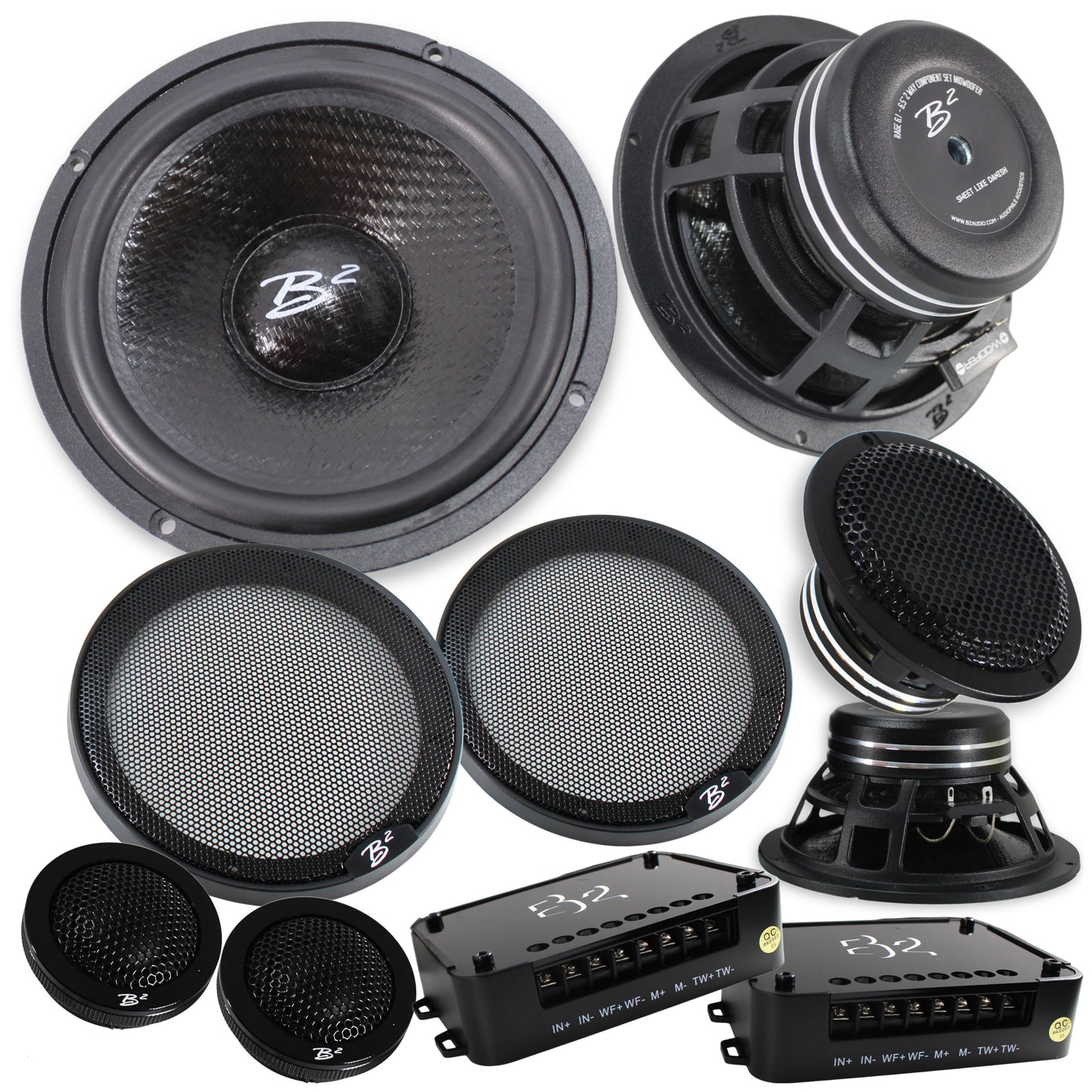 B2 Audio RAGE63 Series 6.5" 3-way 4 Ohm Component Set With Crossovers