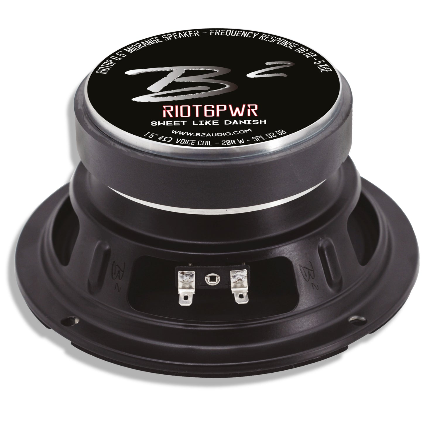 B2 Audio RIOT Series 6.5" 4-Ohm 100W RMS Mid-Range Speakers UV/Water Resistant Cone, Sold in Pairs RIOT6PWR