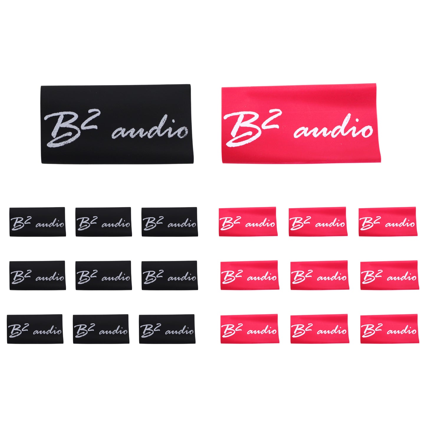 B2 Audio 20 Pack of 0 Gauge Red & Black Heat Shrink with B2 Audio Logo