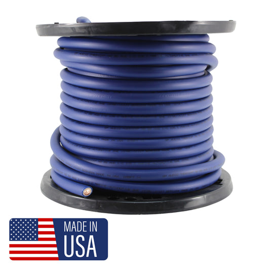 1/0 True AWG 100% OFC 0GA Pure Copper Power/Ground Wire Blue Lot