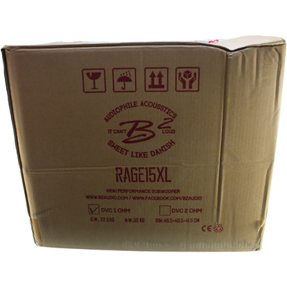 B2 Audio RAGEXL V2 Series 15" 3500W RMS 1-Ohm 3" DVC Subwoofer / RAGEXL15-D1-V2