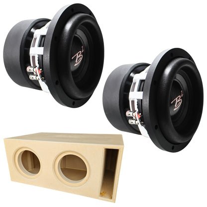 Two RAMPAGE 8" DVC 1000W RMS Subwoofer w/ Tru Spec Vented Dual 8" Enclosure