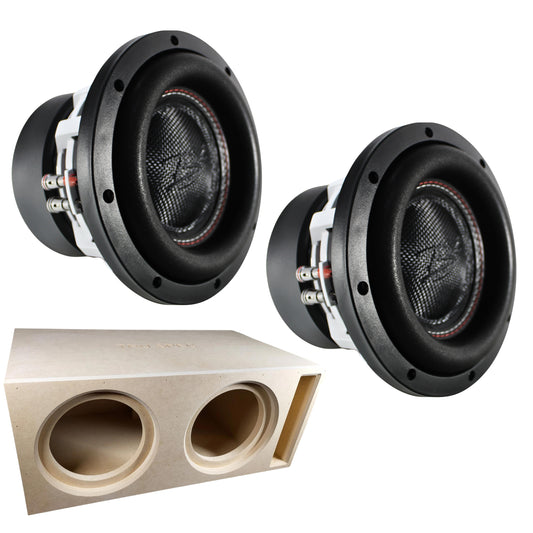 Two RAGE 8" DVC 500W RMS Subwoofer w/Tru Spec Vented Dual 8" Enclosure