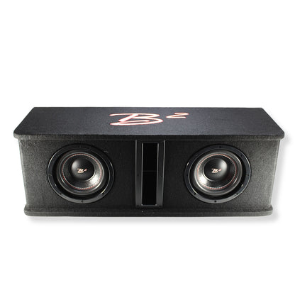 B2 Audio Dual 8" 1000W Peak Dual 2 Ohm Vented Subwoofer Enclosure with Amplifier