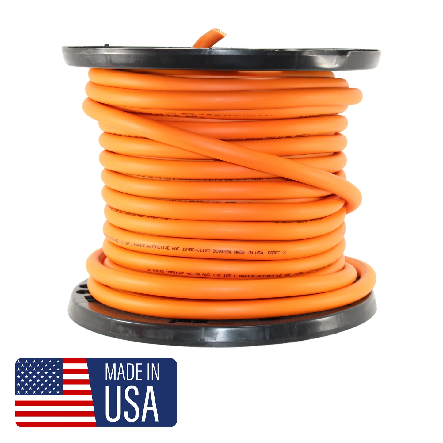 1/0 True AWG 100% OFC 0GA Pure Copper Power/Ground Wire Orange Lot