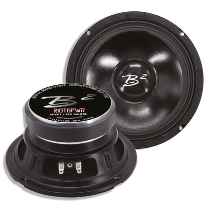 B2 Audio RIOT Series 6.5" 4-Ohm 100W RMS Mid-Range Speakers UV/Water Resistant Cone, Sold in Pairs RIOT6PWR