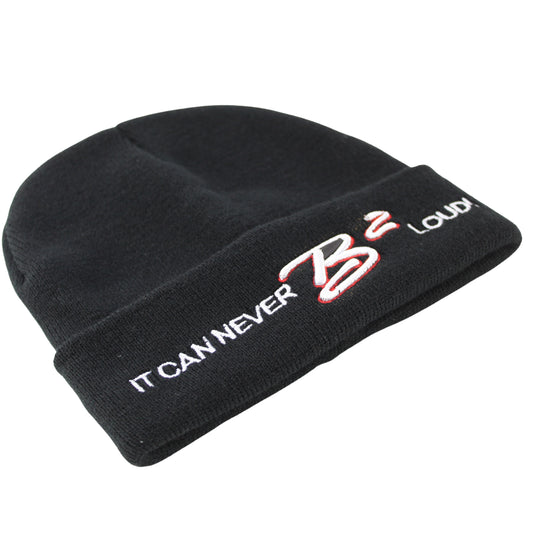 B2 Audio Black Beanie with "B2" Logo and Catchphrase