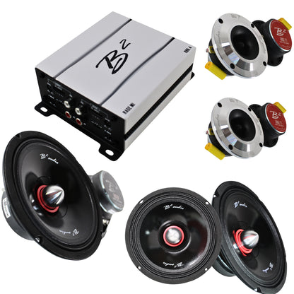 B2 Audio RAGE 4 Channel 800W Amp W/ 2 RIOT8P Sets + RAGE TT Tweeters COMBO-8