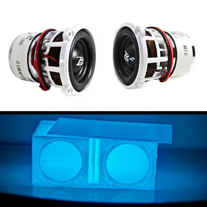 Glow in the Dark Dual Ported Enclosure w/ B2 Audio Rampage RC2 2" Mini Subwoofer