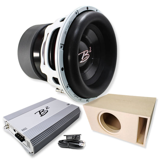 RAGEXL 12" D2 3500W RMS Subwoofer + S12ELITE Enclosure + 5000W Mono Amp B2 Audio