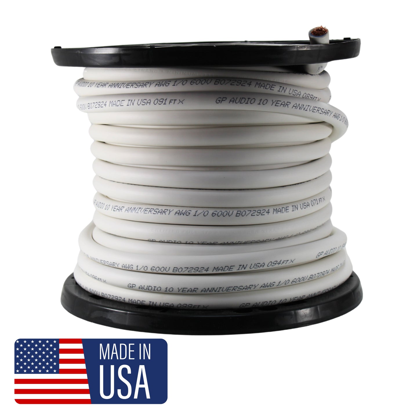 1/0 True AWG 100% OFC 0GA Pure Copper Power/Ground Wire White Lot